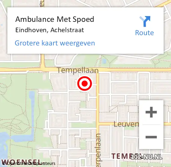 Locatie op kaart van de 112 melding: Ambulance Met Spoed Naar Eindhoven, Achelstraat op 3 september 2015 16:54