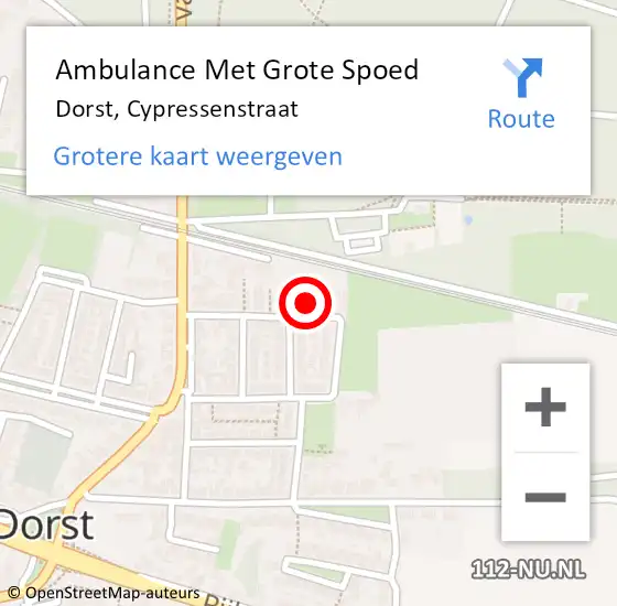 Locatie op kaart van de 112 melding: Ambulance Met Grote Spoed Naar Dorst, Cypressenstraat op 3 september 2015 17:00