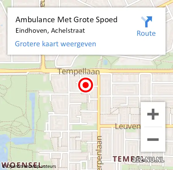 Locatie op kaart van de 112 melding: Ambulance Met Grote Spoed Naar Eindhoven, Achelstraat op 3 september 2015 17:02