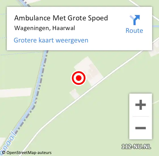 Locatie op kaart van de 112 melding: Ambulance Met Grote Spoed Naar Wageningen, Haarwal op 3 september 2015 17:37