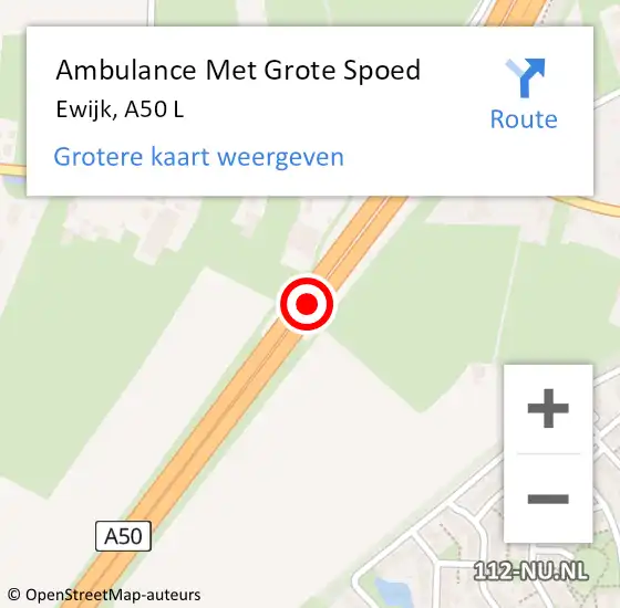 Locatie op kaart van de 112 melding: Ambulance Met Grote Spoed Naar Ewijk, A50 L hectometerpaal: 149,0 op 3 september 2015 17:41