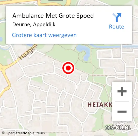 Locatie op kaart van de 112 melding: Ambulance Met Grote Spoed Naar Deurne, Appeldijk op 3 september 2015 17:55