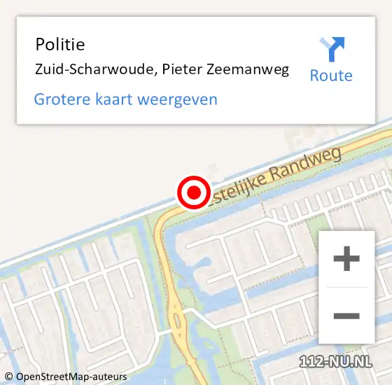 Locatie op kaart van de 112 melding: Politie Zuid-Scharwoude, Pieter Zeemanweg op 3 september 2015 18:05