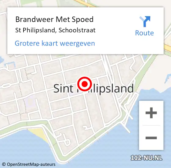 Locatie op kaart van de 112 melding: Brandweer Met Spoed Naar St Philipsland, Schoolstraat op 3 september 2015 19:06