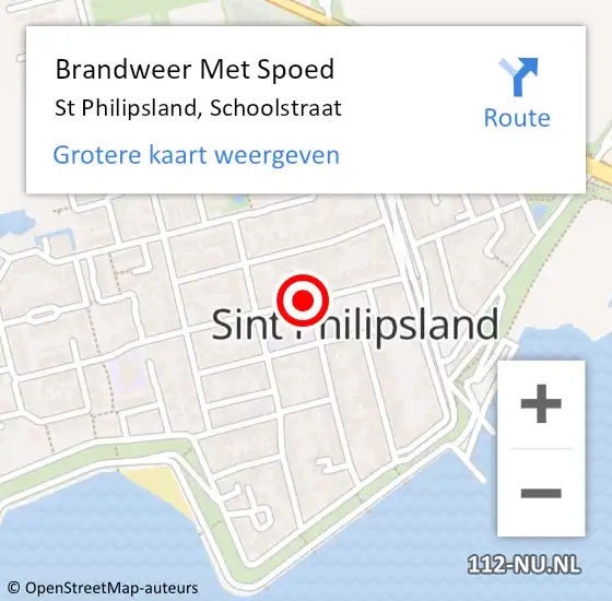 Locatie op kaart van de 112 melding: Brandweer Met Spoed Naar St Philipsland, Schoolstraat op 3 september 2015 19:08