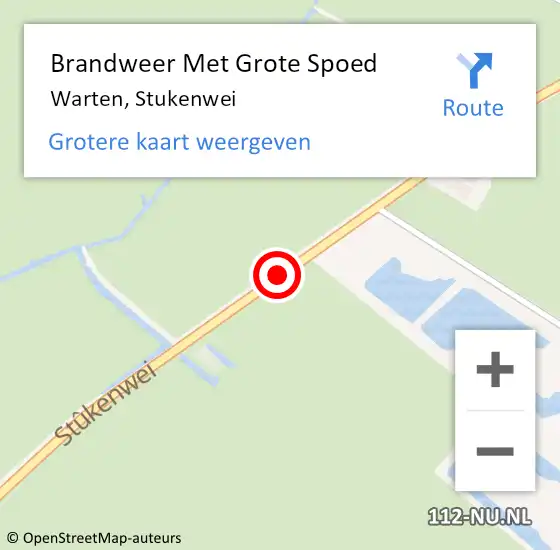 Locatie op kaart van de 112 melding: Brandweer Met Grote Spoed Naar Warten, Stukenwei op 3 september 2015 20:16