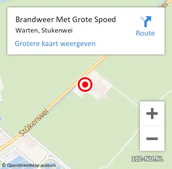 Locatie op kaart van de 112 melding: Brandweer Met Grote Spoed Naar Warten, Stukenwei op 3 september 2015 20:36