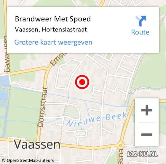 Locatie op kaart van de 112 melding: Brandweer Met Spoed Naar Vaassen, Hortensiastraat op 3 september 2015 21:09