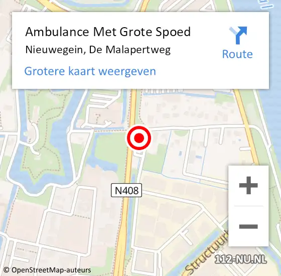 Locatie op kaart van de 112 melding: Ambulance Met Grote Spoed Naar Nieuwegein, De Malapertweg op 3 september 2015 21:40