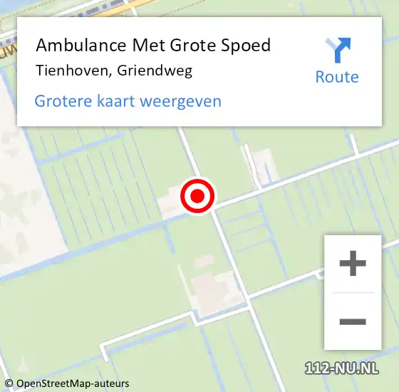 Locatie op kaart van de 112 melding: Ambulance Met Grote Spoed Naar Tienhoven, Griendweg op 3 september 2015 22:13