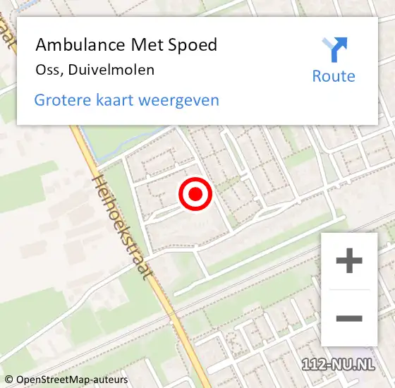 Locatie op kaart van de 112 melding: Ambulance Met Spoed Naar Oss, Duivelmolen op 3 september 2015 22:33