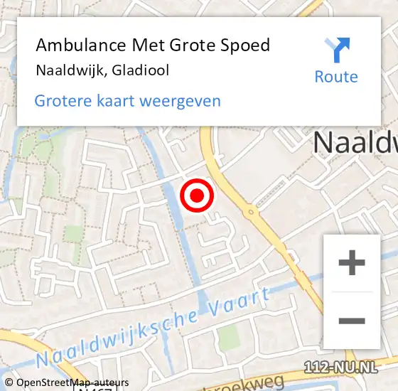 Locatie op kaart van de 112 melding: Ambulance Met Grote Spoed Naar Naaldwijk, Gladiool op 3 september 2015 23:43