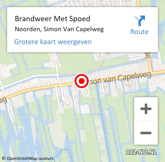 Locatie op kaart van de 112 melding: Brandweer Met Spoed Naar Noorden, Simon Van Capelweg op 4 september 2015 02:50