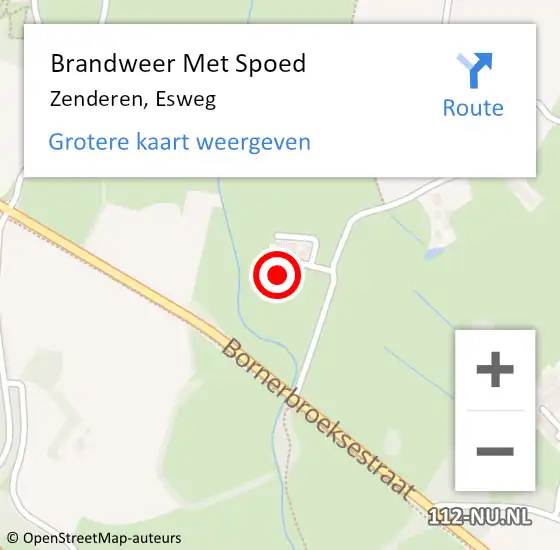 Locatie op kaart van de 112 melding: Brandweer Met Spoed Naar Zenderen, Esweg op 4 september 2015 09:11