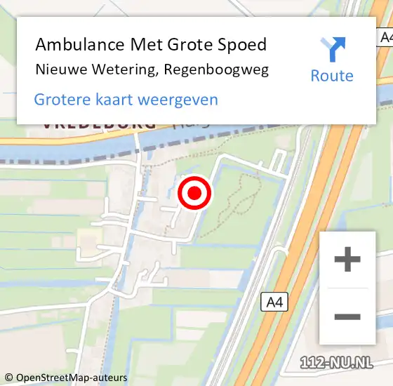 Locatie op kaart van de 112 melding: Ambulance Met Grote Spoed Naar Nieuwe Wetering, Regenboogweg op 4 september 2015 09:23