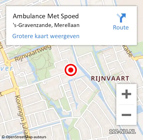 Locatie op kaart van de 112 melding: Ambulance Met Spoed Naar 's-Gravenzande, Merellaan op 4 september 2015 09:24