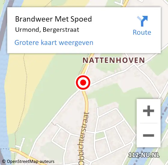 Locatie op kaart van de 112 melding: Brandweer Met Spoed Naar Urmond, Bergerstraat op 4 september 2015 10:19