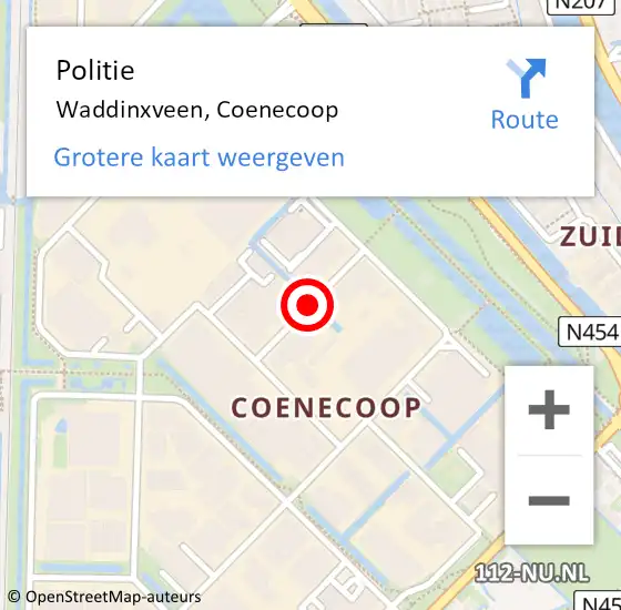 Locatie op kaart van de 112 melding: Politie Waddinxveen, Coenecoop op 4 september 2015 10:45