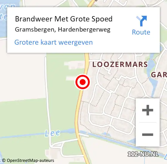 Locatie op kaart van de 112 melding: Brandweer Met Grote Spoed Naar Gramsbergen, Hardenbergerweg op 4 september 2015 11:11