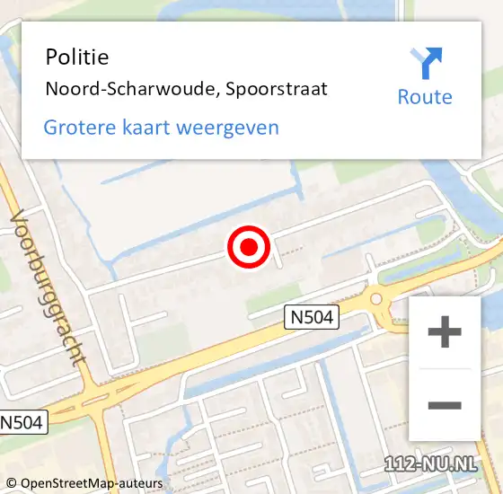 Locatie op kaart van de 112 melding: Politie Noord-Scharwoude, Spoorstraat op 4 september 2015 11:48