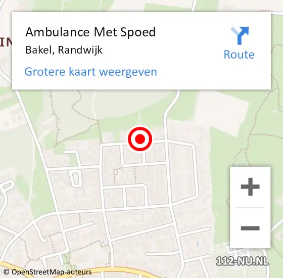 Locatie op kaart van de 112 melding: Ambulance Met Spoed Naar Bakel, Randwijk op 4 september 2015 12:58