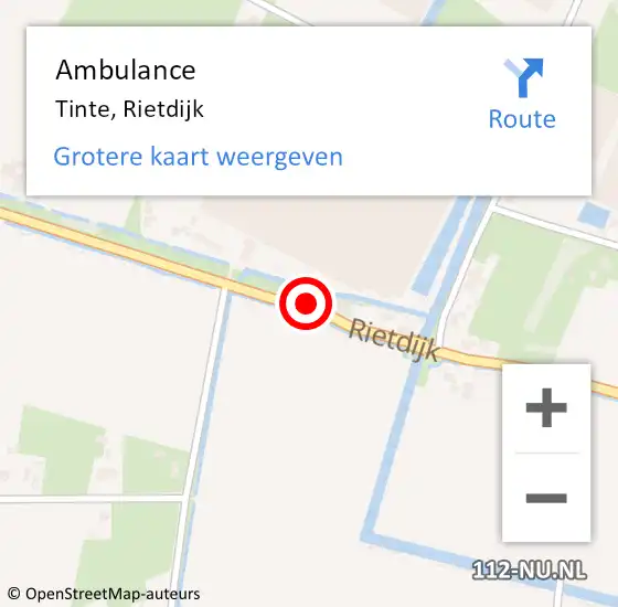 Locatie op kaart van de 112 melding: Ambulance Tinte, Rietdijk op 4 september 2015 13:30