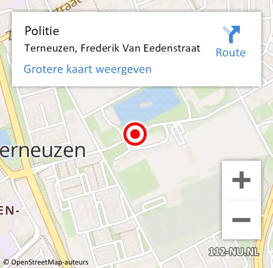 Locatie op kaart van de 112 melding: Politie Terneuzen, Frederik Van Eedenstraat op 4 september 2015 13:48