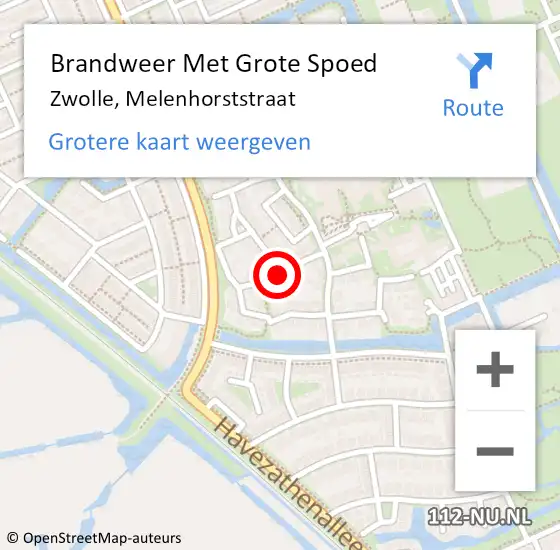 Locatie op kaart van de 112 melding: Brandweer Met Grote Spoed Naar Zwolle, Melenhorststraat op 4 september 2015 14:03