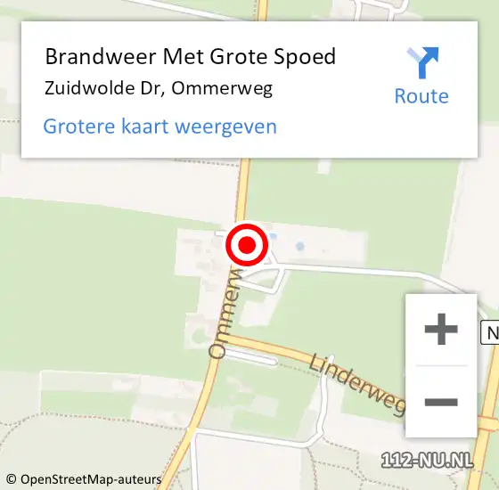 Locatie op kaart van de 112 melding: Brandweer Met Grote Spoed Naar Zuidwolde Dr, Ommerweg op 19 november 2013 14:01