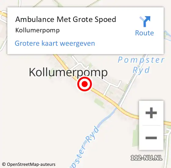 Locatie op kaart van de 112 melding: Ambulance Met Grote Spoed Naar Kollumerpomp op 4 september 2015 14:08