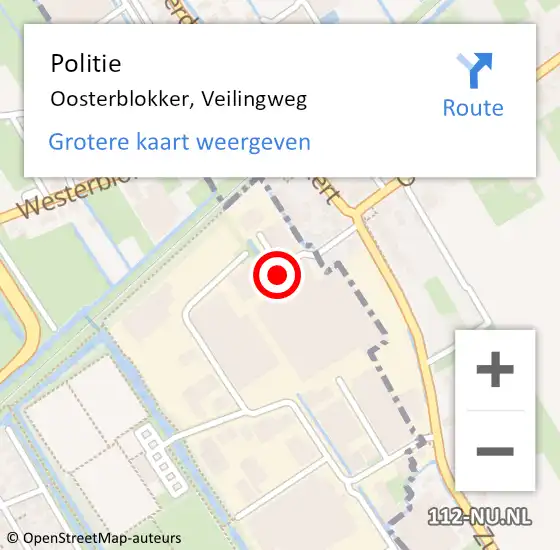Locatie op kaart van de 112 melding: Politie Oosterblokker, Veilingweg op 4 september 2015 14:25
