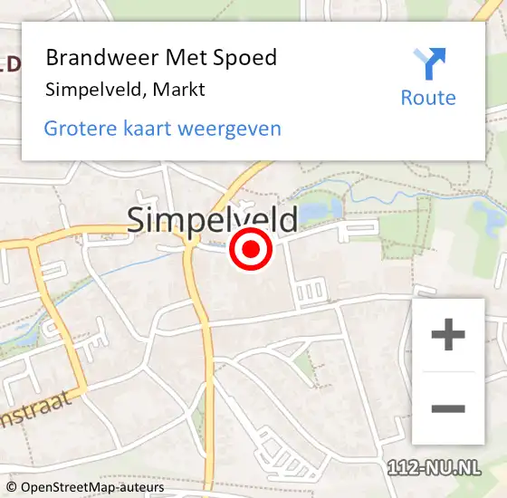 Locatie op kaart van de 112 melding: Brandweer Met Spoed Naar Simpelveld, Markt op 4 september 2015 14:38