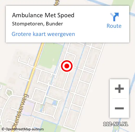 Locatie op kaart van de 112 melding: Ambulance Met Spoed Naar Stompetoren, Bunder op 4 september 2015 15:01