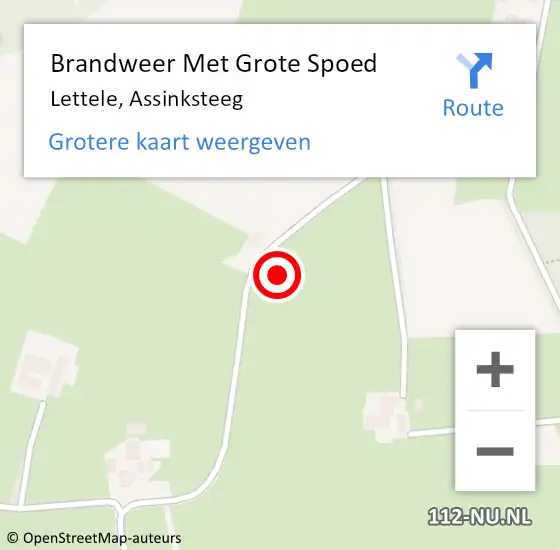 Locatie op kaart van de 112 melding: Brandweer Met Grote Spoed Naar Lettele, Assinksteeg op 4 september 2015 15:03