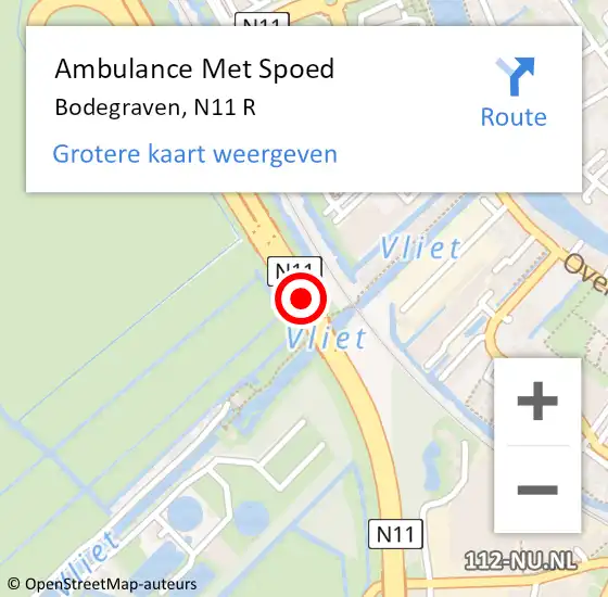 Locatie op kaart van de 112 melding: Ambulance Met Spoed Naar Bodegraven, N11 R op 4 september 2015 15:11