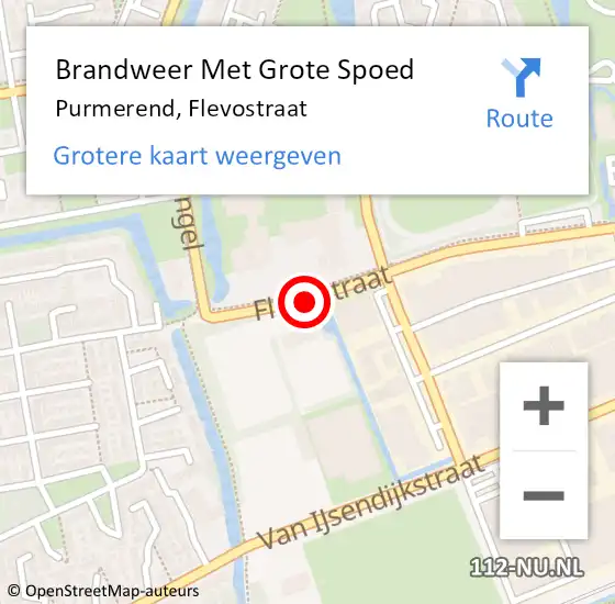 Locatie op kaart van de 112 melding: Brandweer Met Grote Spoed Naar Purmerend, Flevostraat op 4 september 2015 15:28