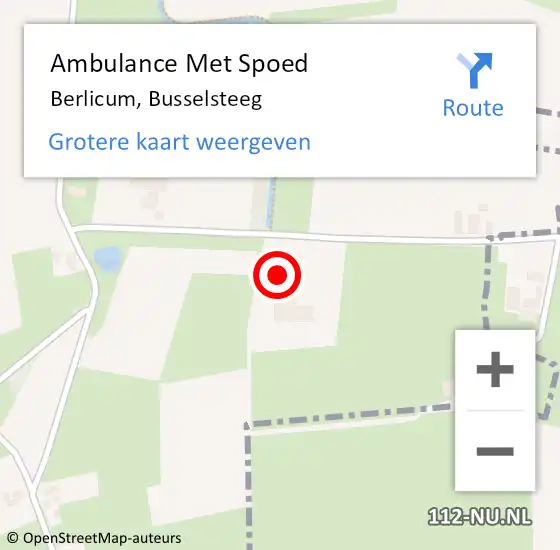 Locatie op kaart van de 112 melding: Ambulance Met Spoed Naar Berlicum, Busselsteeg op 4 september 2015 15:36