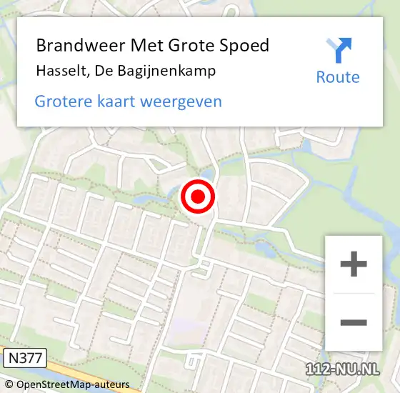 Locatie op kaart van de 112 melding: Brandweer Met Grote Spoed Naar Hasselt, De Bagijnenkamp op 4 september 2015 15:40