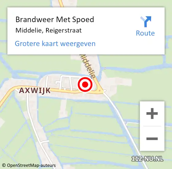 Locatie op kaart van de 112 melding: Brandweer Met Spoed Naar Middelie, Reigerstraat op 4 september 2015 15:52