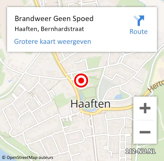 Locatie op kaart van de 112 melding: Brandweer Geen Spoed Naar Haaften, Bernhardstraat op 4 september 2015 16:06