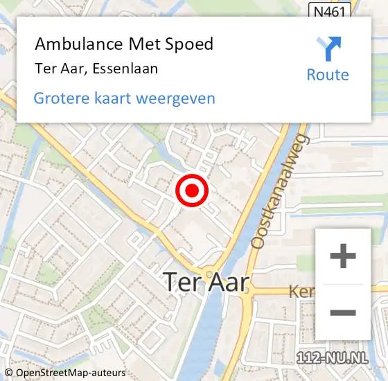 Locatie op kaart van de 112 melding: Ambulance Met Spoed Naar Ter Aar, Essenlaan op 4 september 2015 16:31