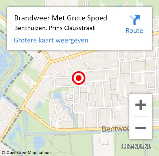 Locatie op kaart van de 112 melding: Brandweer Met Grote Spoed Naar Benthuizen, Prins Clausstraat op 19 november 2013 14:16