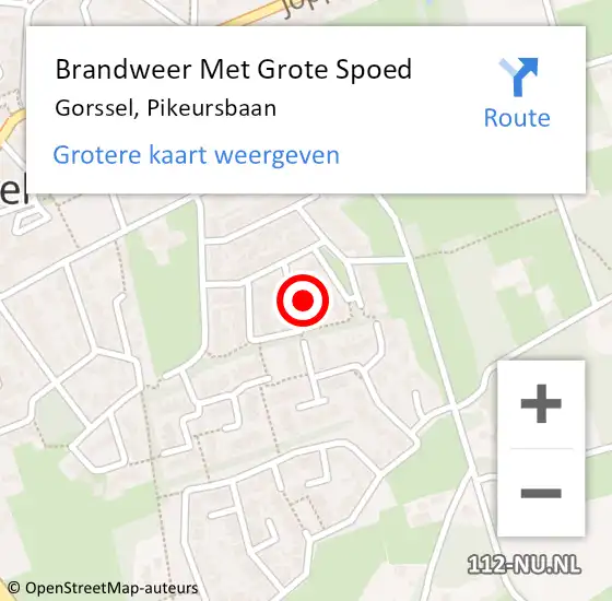 Locatie op kaart van de 112 melding: Brandweer Met Grote Spoed Naar Gorssel, Pikeursbaan op 4 september 2015 17:00