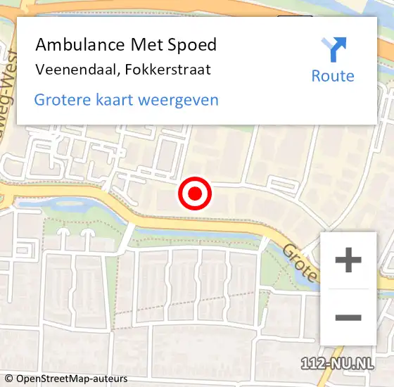 Locatie op kaart van de 112 melding: Ambulance Met Spoed Naar Veenendaal, Fokkerstraat op 4 september 2015 18:08