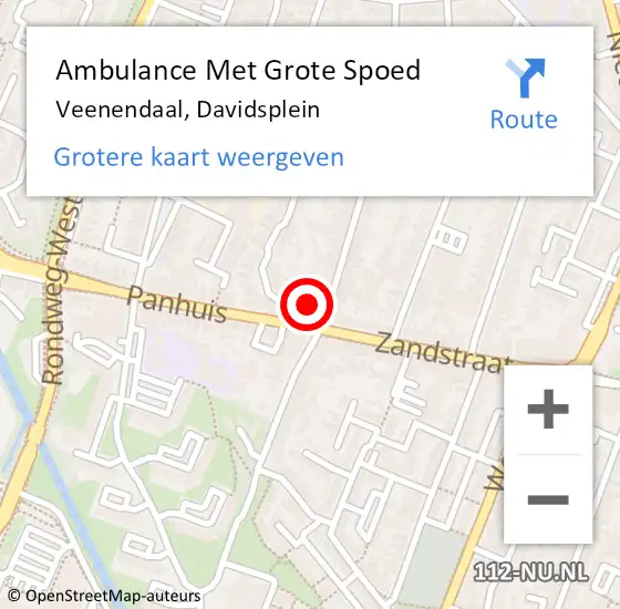 Locatie op kaart van de 112 melding: Ambulance Met Grote Spoed Naar Veenendaal, Davidsplein op 4 september 2015 18:59