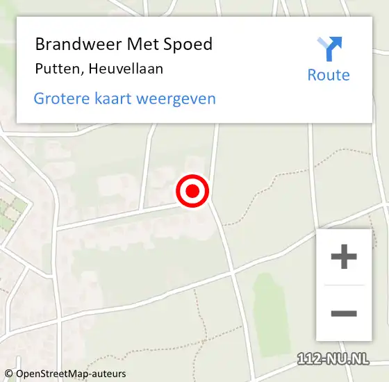 Locatie op kaart van de 112 melding: Brandweer Met Spoed Naar Putten, Heuvellaan op 4 september 2015 20:00