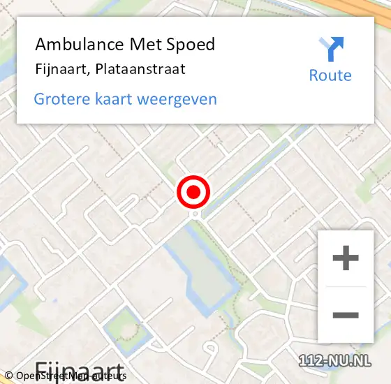 Locatie op kaart van de 112 melding: Ambulance Met Spoed Naar Fijnaart, Plataanstraat op 4 september 2015 20:06