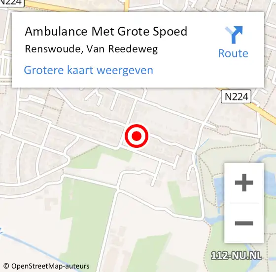 Locatie op kaart van de 112 melding: Ambulance Met Grote Spoed Naar Renswoude, Van Reedeweg op 4 september 2015 20:06