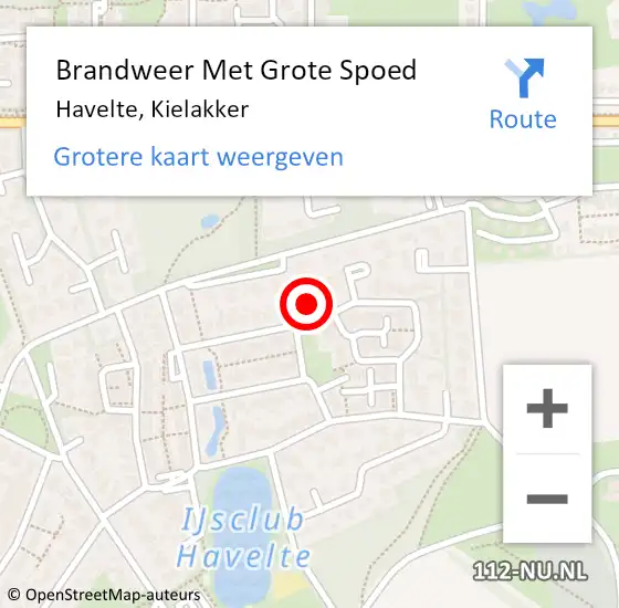 Locatie op kaart van de 112 melding: Brandweer Met Grote Spoed Naar Havelte, Kielakker op 4 september 2015 21:05