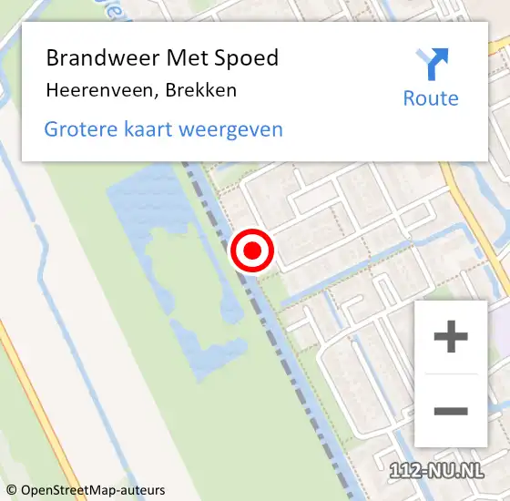 Locatie op kaart van de 112 melding: Brandweer Met Spoed Naar Heerenveen, Brekken op 4 september 2015 21:50